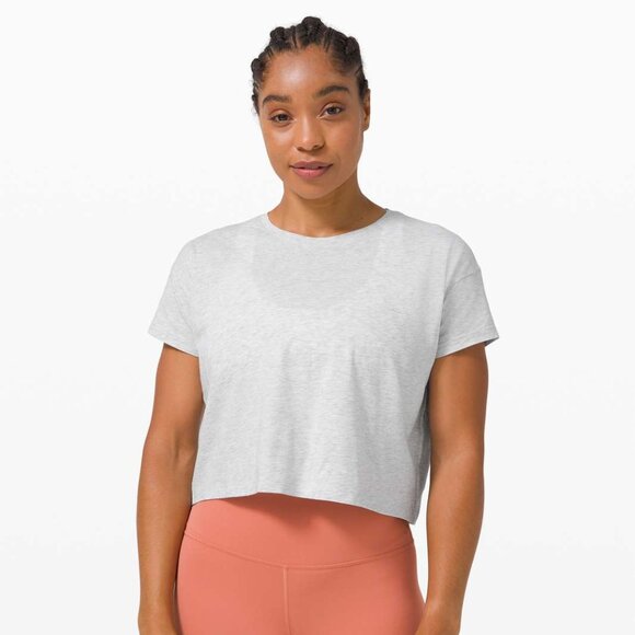 lululemon Cates Tee Heathered Core Ultra Light Grey Size 10 - Picture 4 of 5